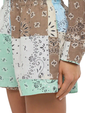 Meave linen pull up shorts with bandanna patch print - MC2 Saint Barth