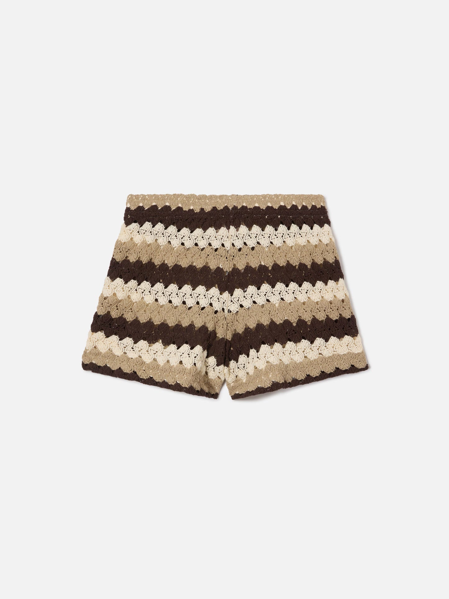Brown striped Meave crochet shorts