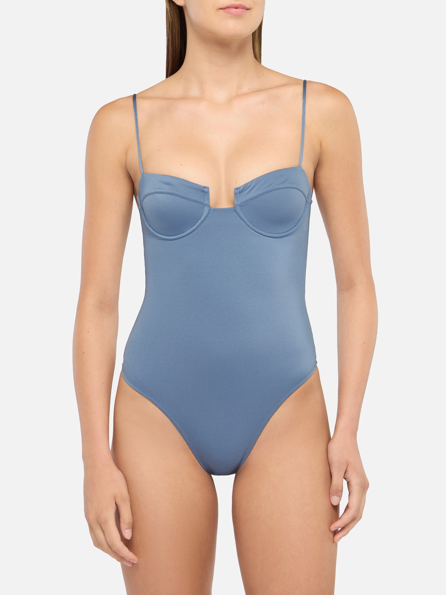 Medea schimmernder Avioblauer Bügel-Badeanzug