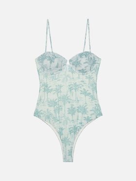 Costume intero Medea lurex con ferretto e stampa toile de jouy