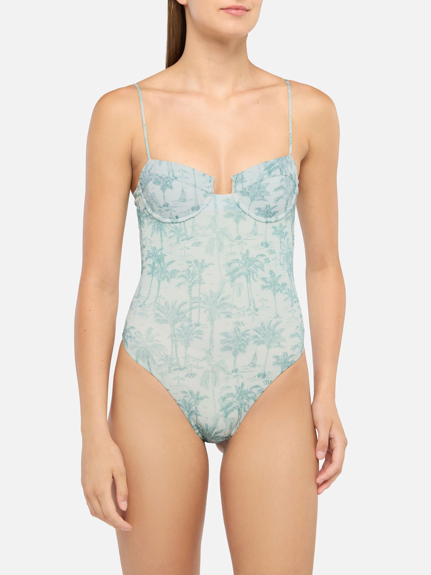 Costume intero Medea lurex con ferretto e stampa toile de jouy