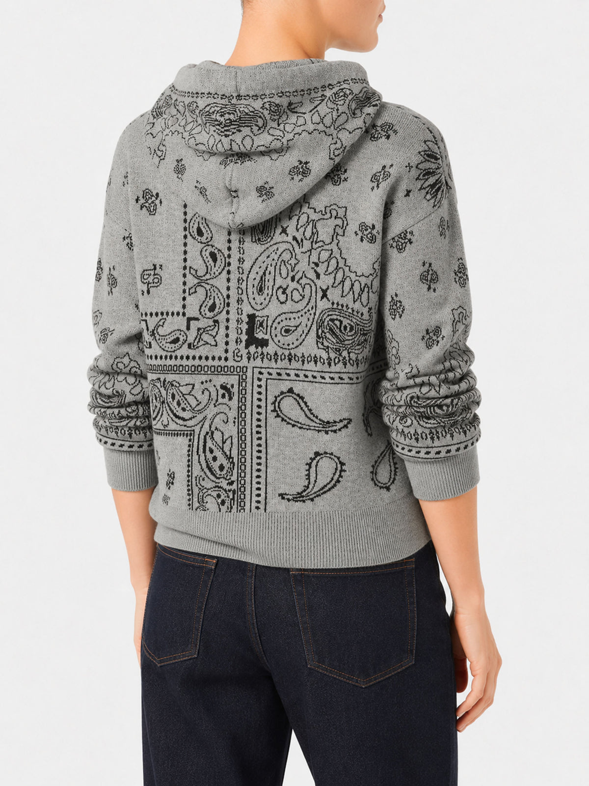 Felpa crop Meg in misto cashmere con fantasia bandana