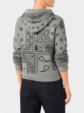 Felpa crop Meg in misto cashmere con fantasia bandana