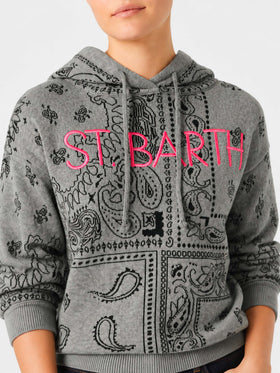 Felpa crop Meg in misto cashmere con fantasia bandana