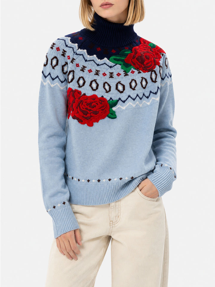 Jersey Meghan de mezcla de cachemira con jacquard 