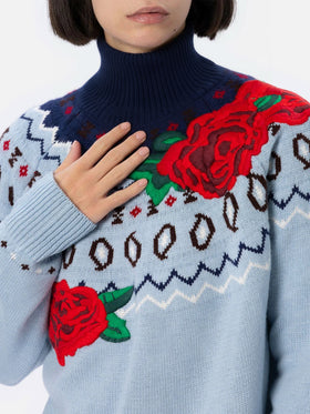 Maglione da donna in misto cashmere Meghan con jacquard nordico