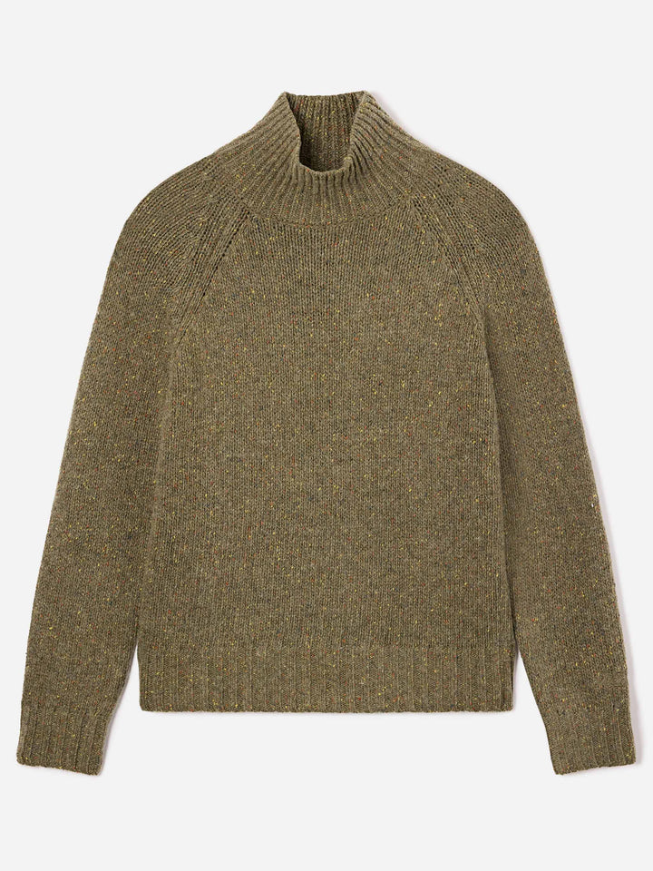 Jersey de cuello alto Meghan Donegal en mezcla de lana verde militar 