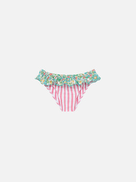 Melly ruffled swim briefs with Betsy patch print | MADE WITH LIBERTY FABRIC - MC2 Saint Barth