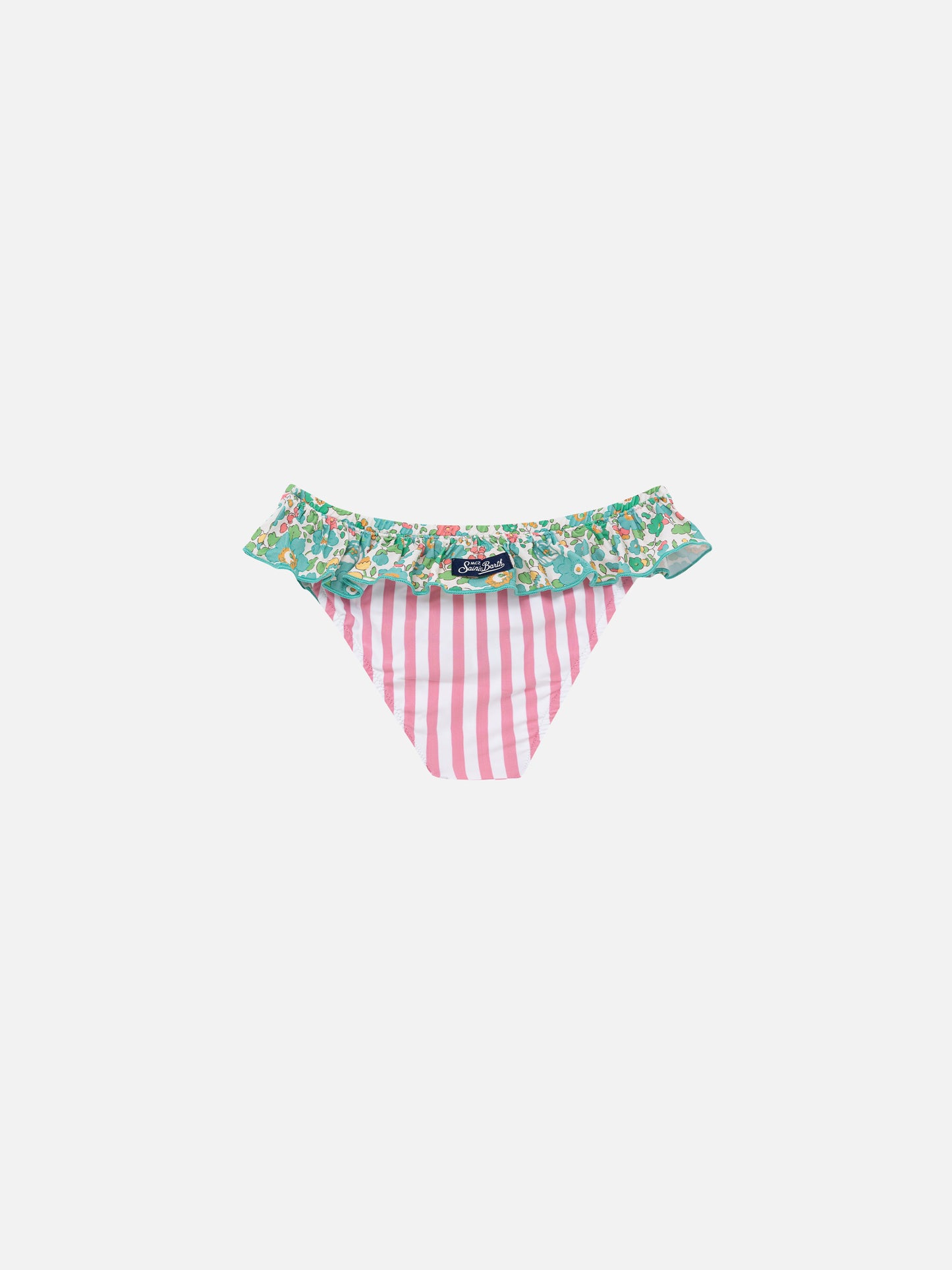 Melly ruffled swim briefs with Betsy patch print | MADE WITH LIBERTY FABRIC - MC2 Saint Barth
