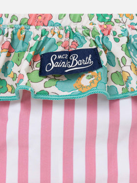 Melly ruffled swim briefs with Betsy patch print | MADE WITH LIBERTY FABRIC - MC2 Saint Barth