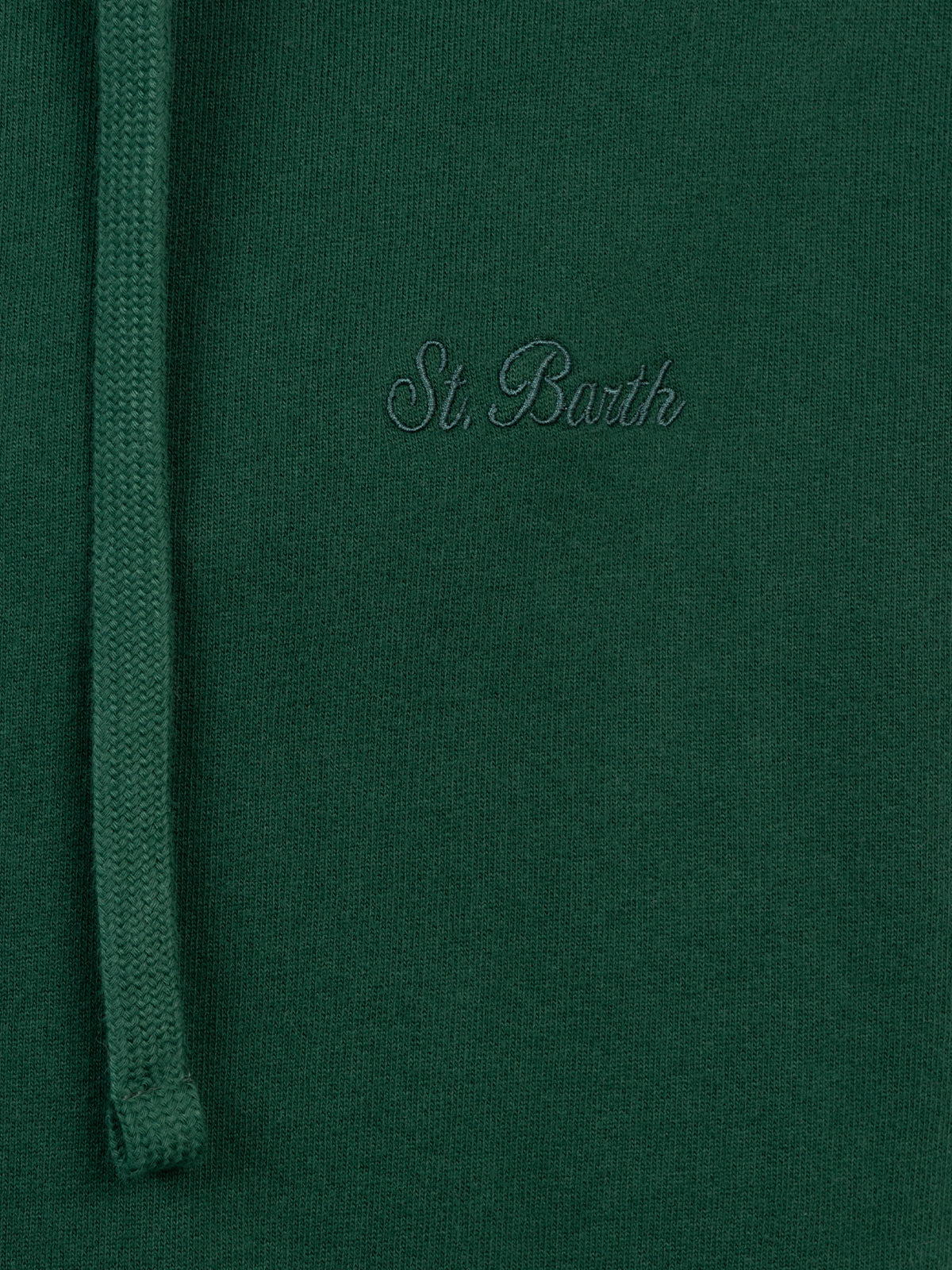 Man British green zipped and hooded sweatshirt with St. Barth embroidery - MC2 Saint Barth