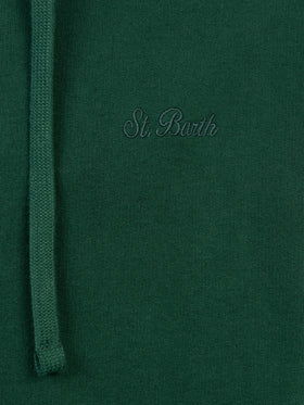 Man British green zipped and hooded sweatshirt with St. Barth embroidery - MC2 Saint Barth