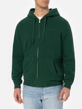 Man British green zipped and hooded sweatshirt with St. Barth embroidery - MC2 Saint Barth