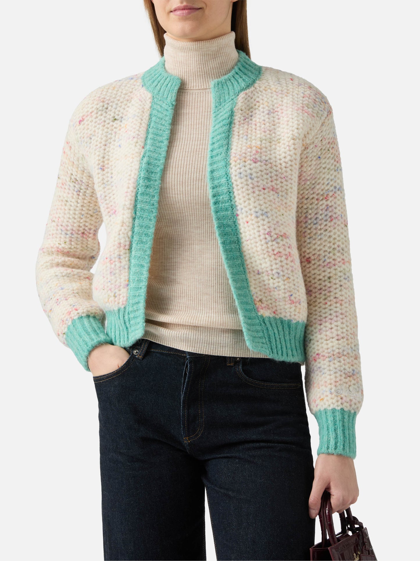 Cardigan Meribel in morbida maglia mélange