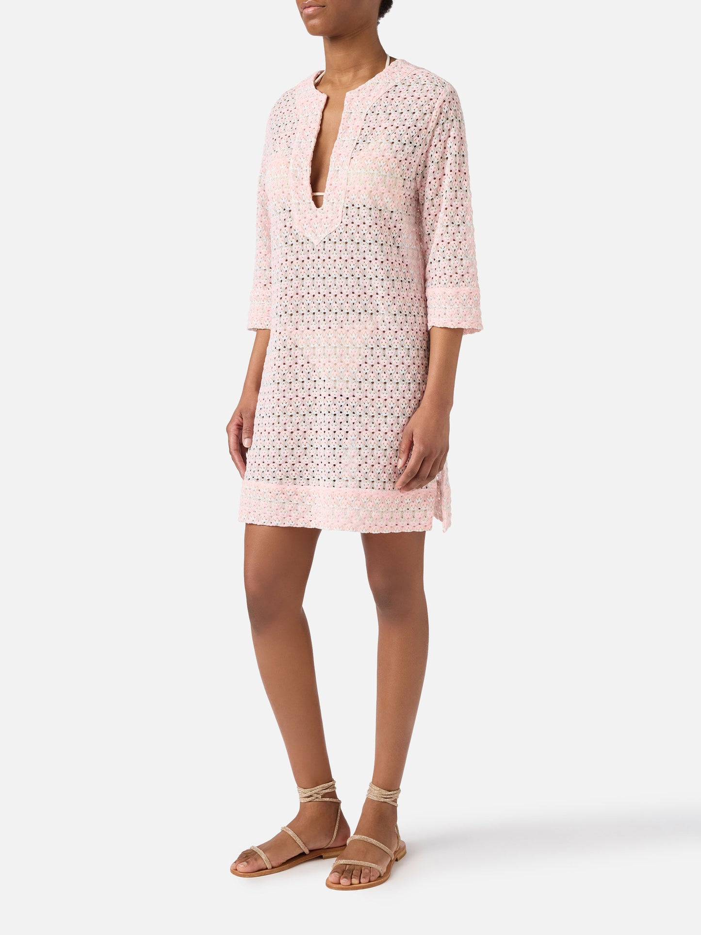 Abito corto Macha in tessuto raschel con motivo floreale