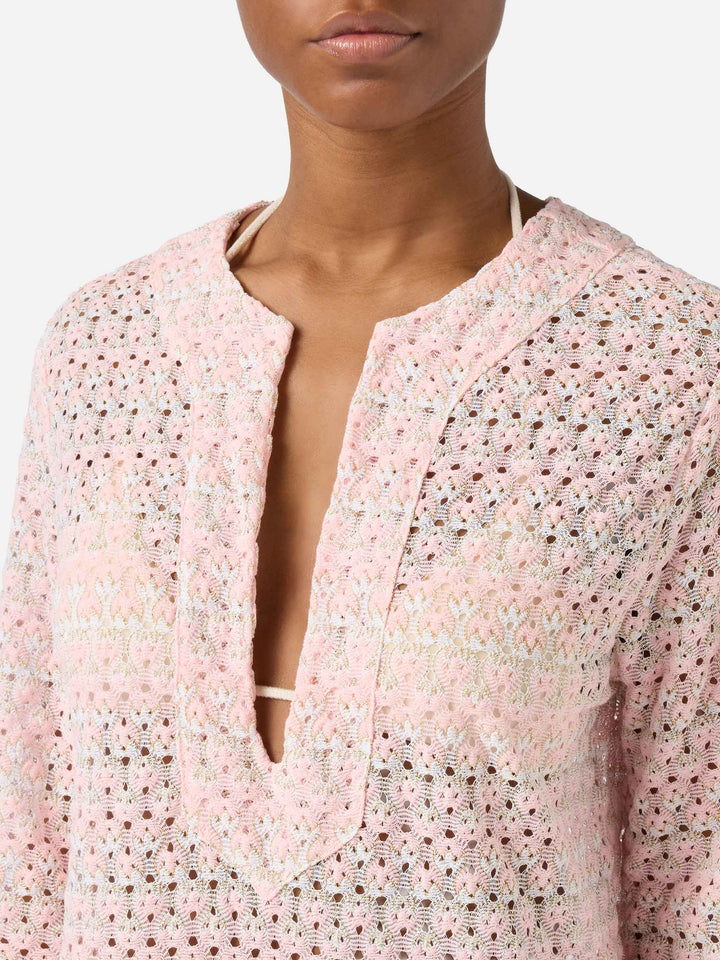 Abito corto Macha in tessuto raschel con motivo floreale