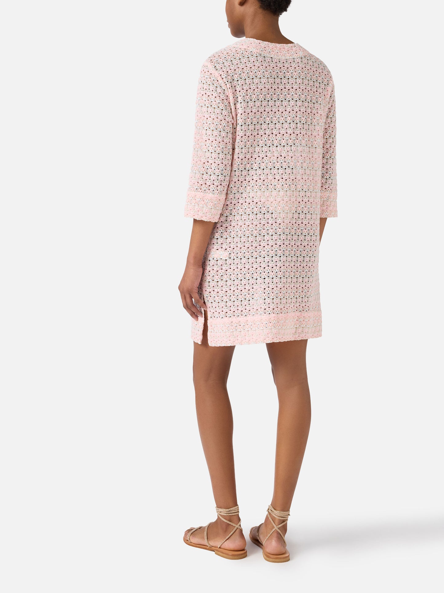 Abito corto Macha in tessuto raschel con motivo floreale