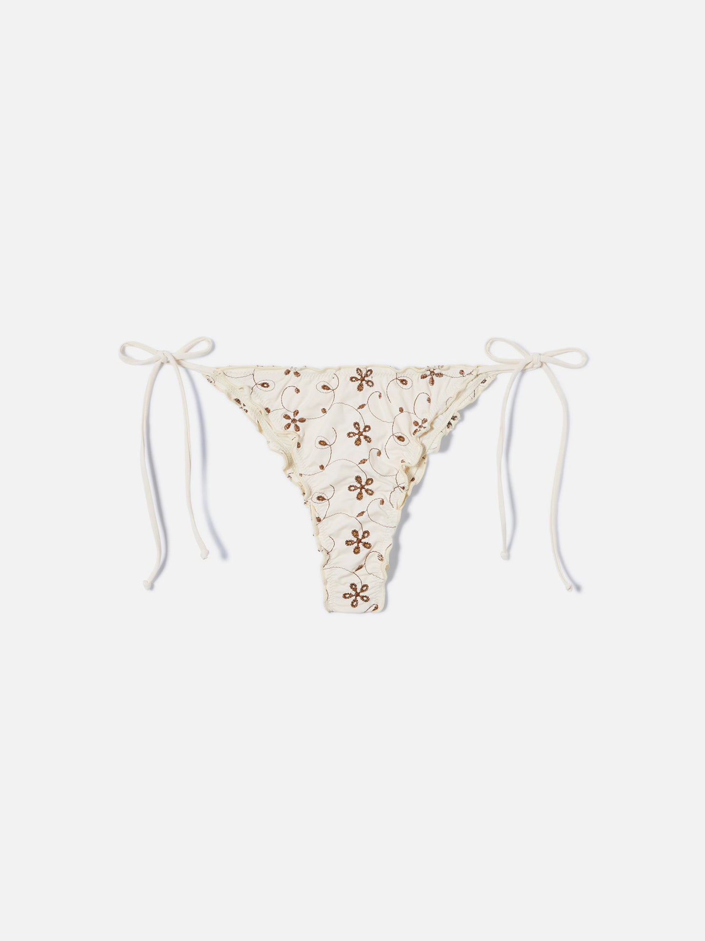 Miami brazilian bikini bottoms in cream sangallo fabric with contrasting embroidery