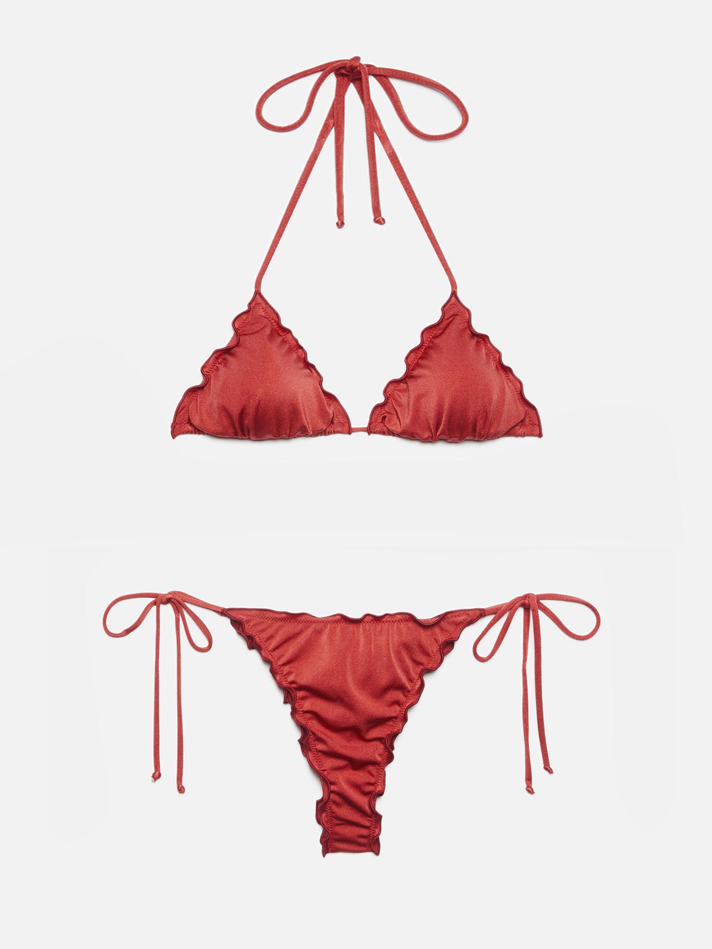 Classic triangle bikini Sagittarius Miami in shimmer brick red