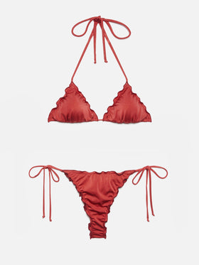 Classic triangle bikini Sagittarius Miami in shimmer brick red
