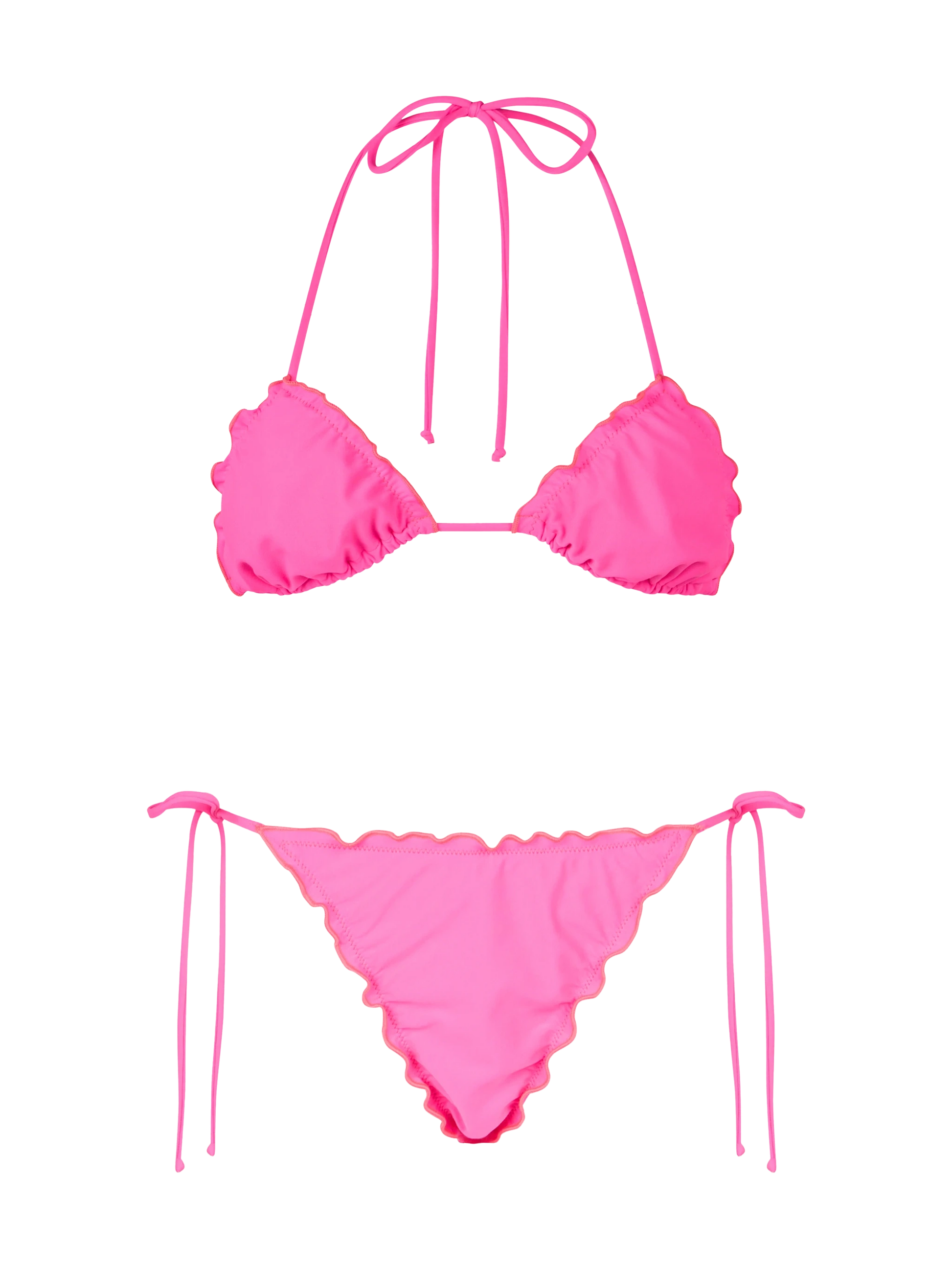 Woman fluo pink classic triangle bikini Sagittarius Miami - MC2 Saint Barth