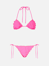 Woman fluo pink classic triangle bikini Sagittarius Miami