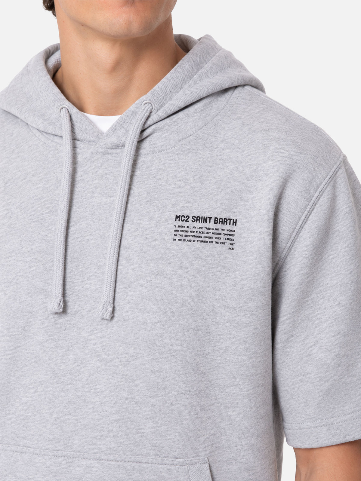 Sudadera con capucha de manga corta Mike gris 