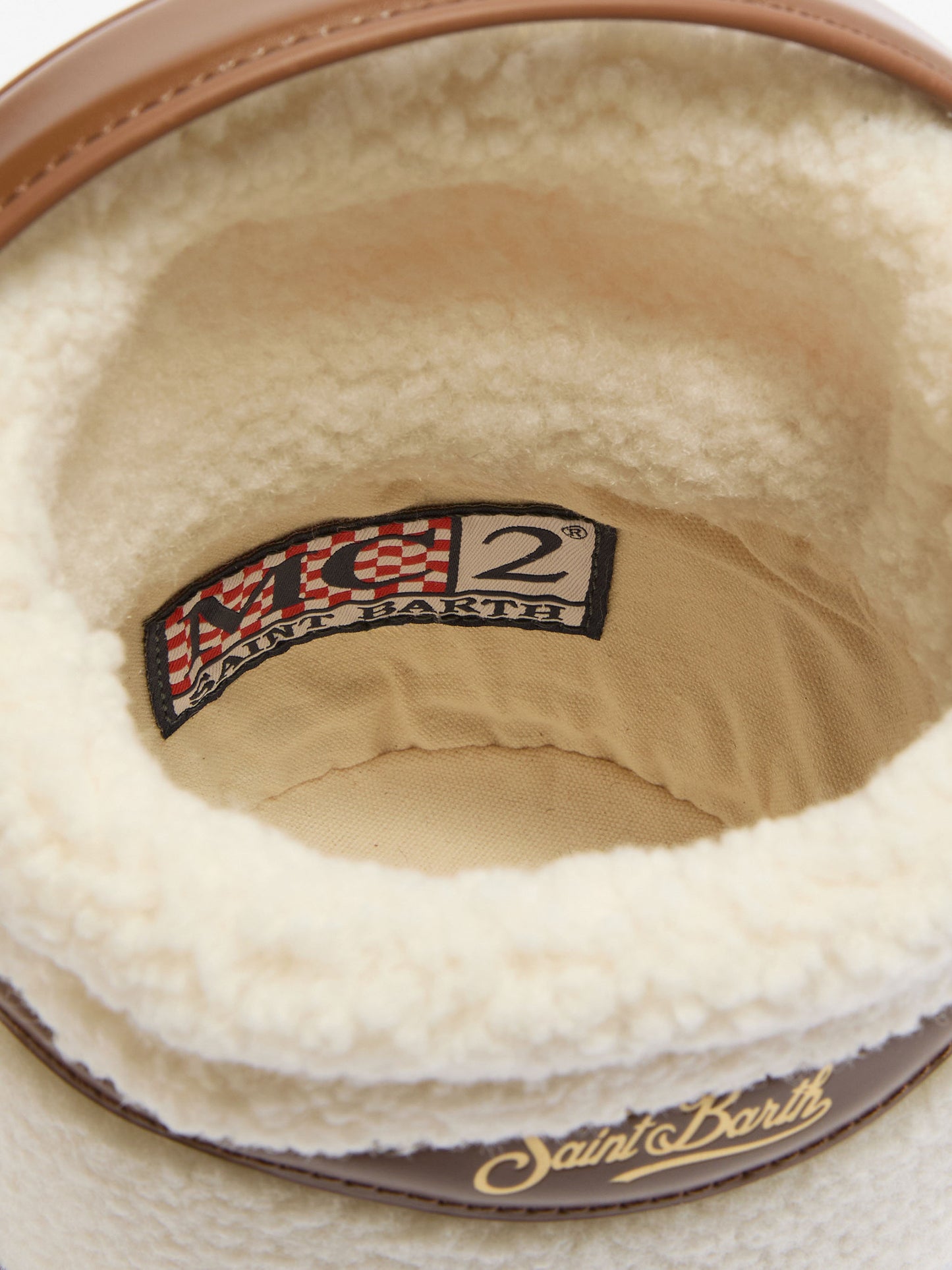 Borsa a secchiello Mila Teddy in sherpa bianco