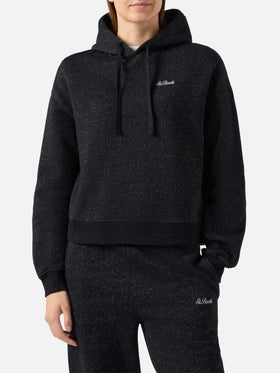 Mindy hoodie in black cotton–lurex blend