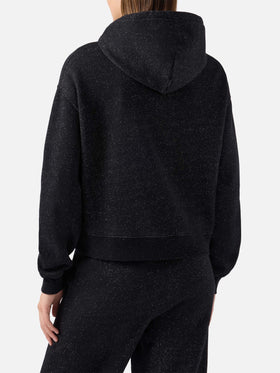 Mindy hoodie in black cotton–lurex blend