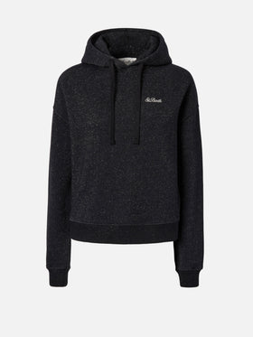 Mindy hoodie in black cotton–lurex blend