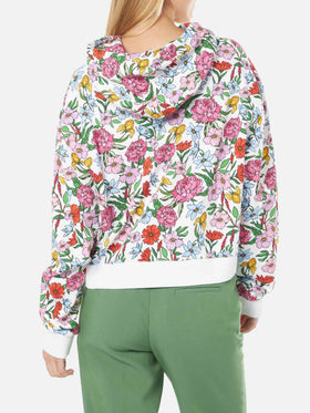 Kapuzenpullover aus Baumwolle mit Blumenprint