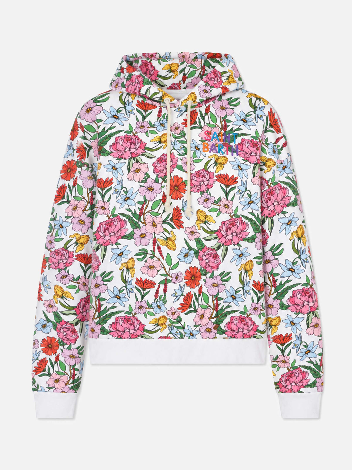 White Mindy Light hoodie with flower print