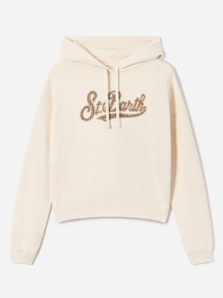 Off-White-Mindy-Hoodie mit Tartan-Logo-Einsatz 