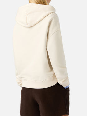 Off white Mindy hoodie with tartan logo insert
