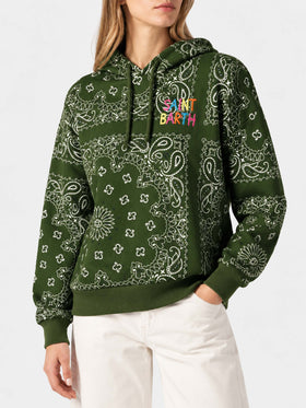 Sudadera con capucha Green Mindy con estampado bandana 