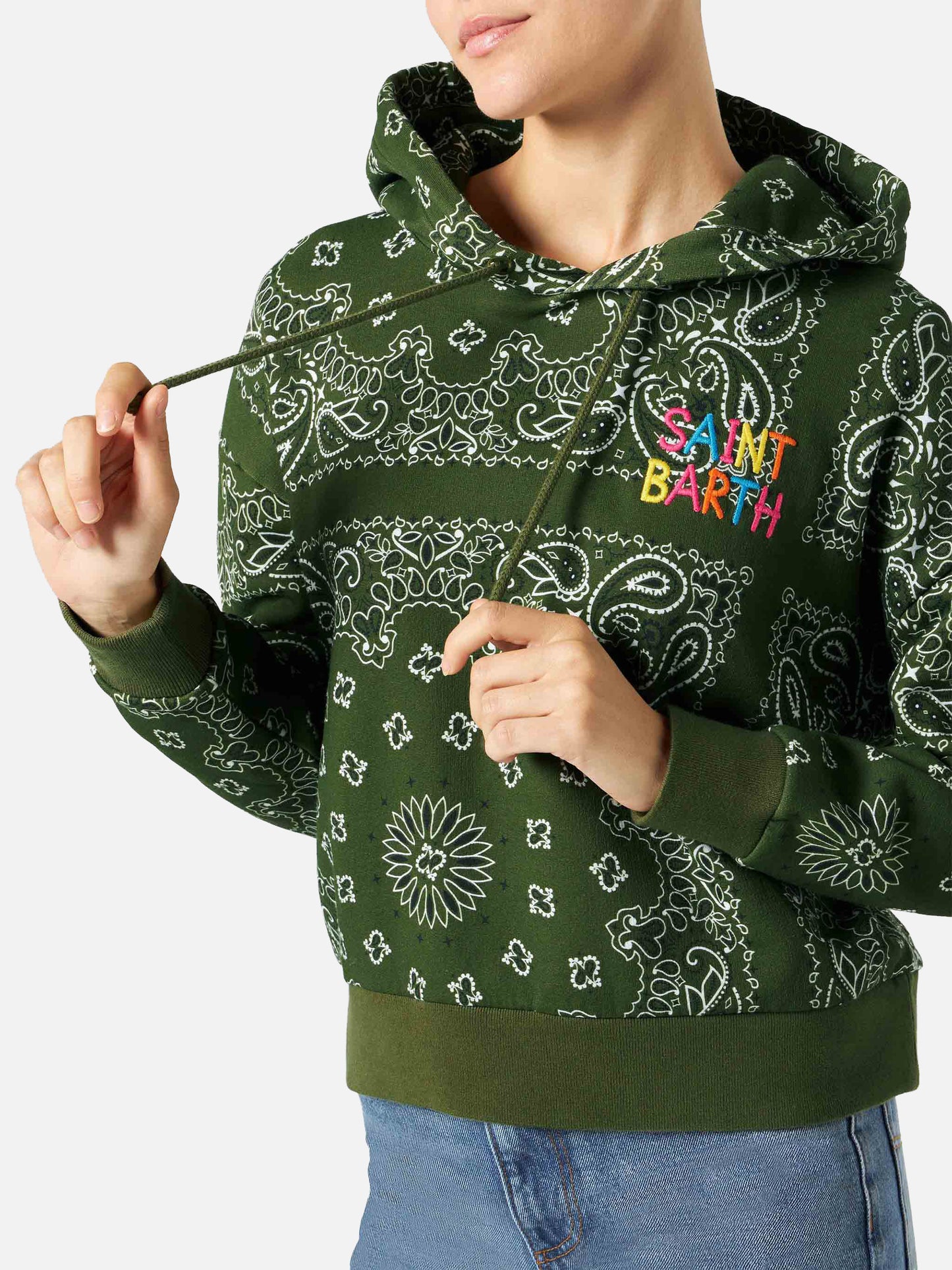 Sudadera con capucha Green Mindy con estampado bandana 