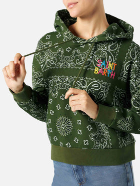 Sudadera con capucha Green Mindy con estampado bandana 