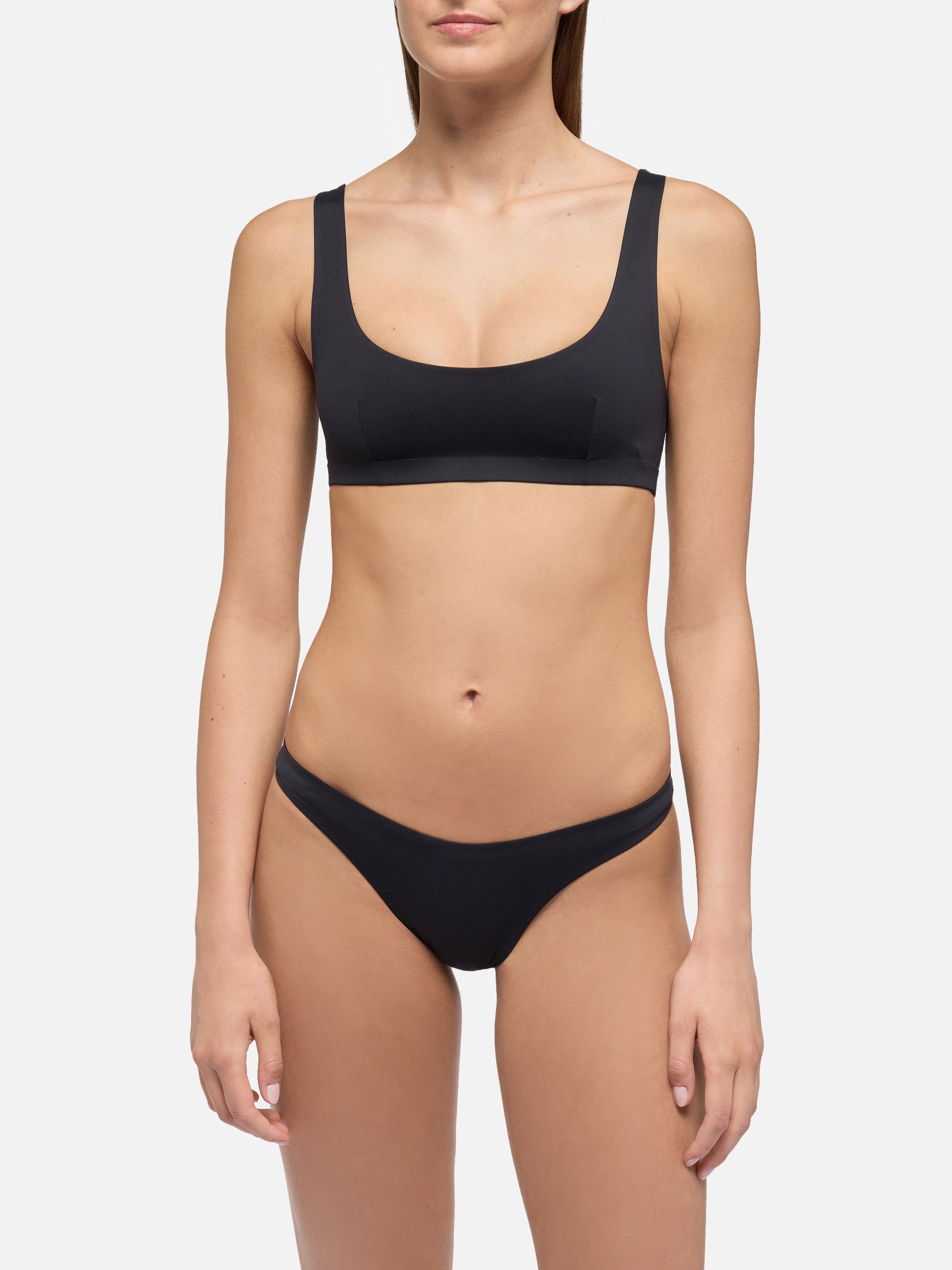 Afrodite heatsealed black cheeky swim briefs - Minerva black heatsealed classic bralette - MC2 Saint Barth