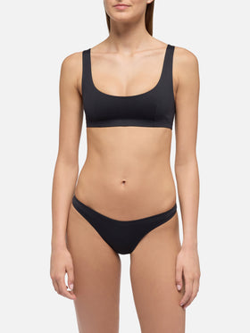 Afrodite heatsealed black cheeky swim briefs - Minerva black heatsealed classic bralette - MC2 Saint Barth