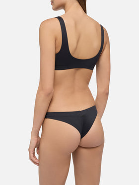 Afrodite heatsealed black cheeky swim briefs - Minerva black heatsealed classic bralette - MC2 Saint Barth