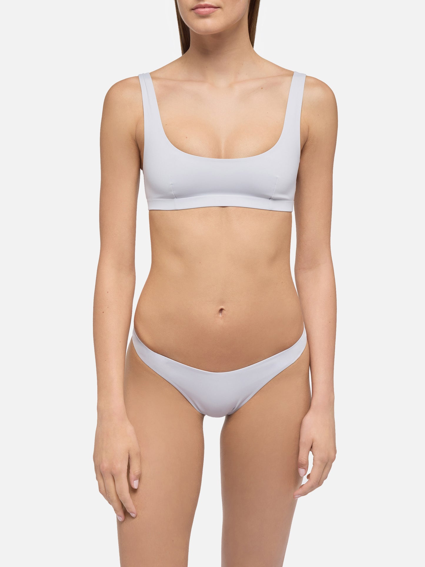 Afrodite heatsealed silver cheeky swim briefs - Minerva silver heatsealed classic bralette - MC2 Saint Barth