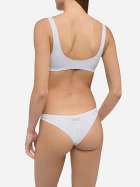 Afrodite heatsealed silver cheeky swim briefs - Minerva silver heatsealed classic bralette - MC2 Saint Barth