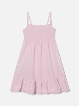 Abito prendisole Miki in cotone sangallo rosa 