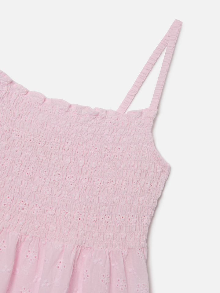 Abito prendisole Miki in cotone sangallo rosa 