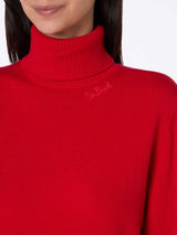 Maglione da donna rosso Moody a costine sottili