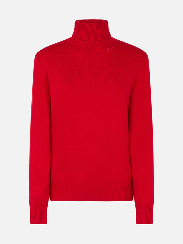 Maglione da donna rosso Moody a costine sottili