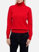 Maglione da donna rosso Moody a costine sottili