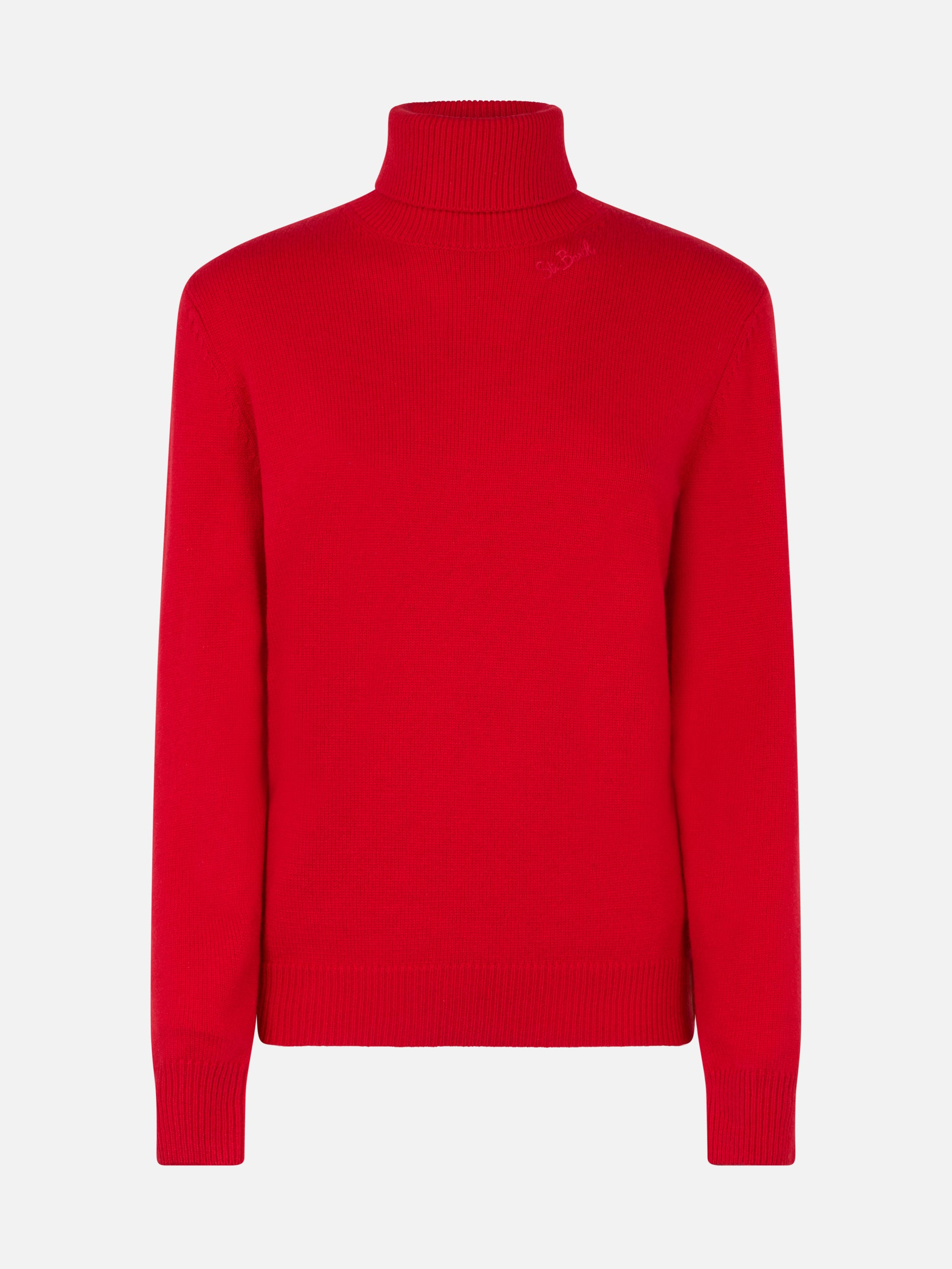Woman red cashmere blend turtleneck sweater Moody - MC2 Saint Barth
