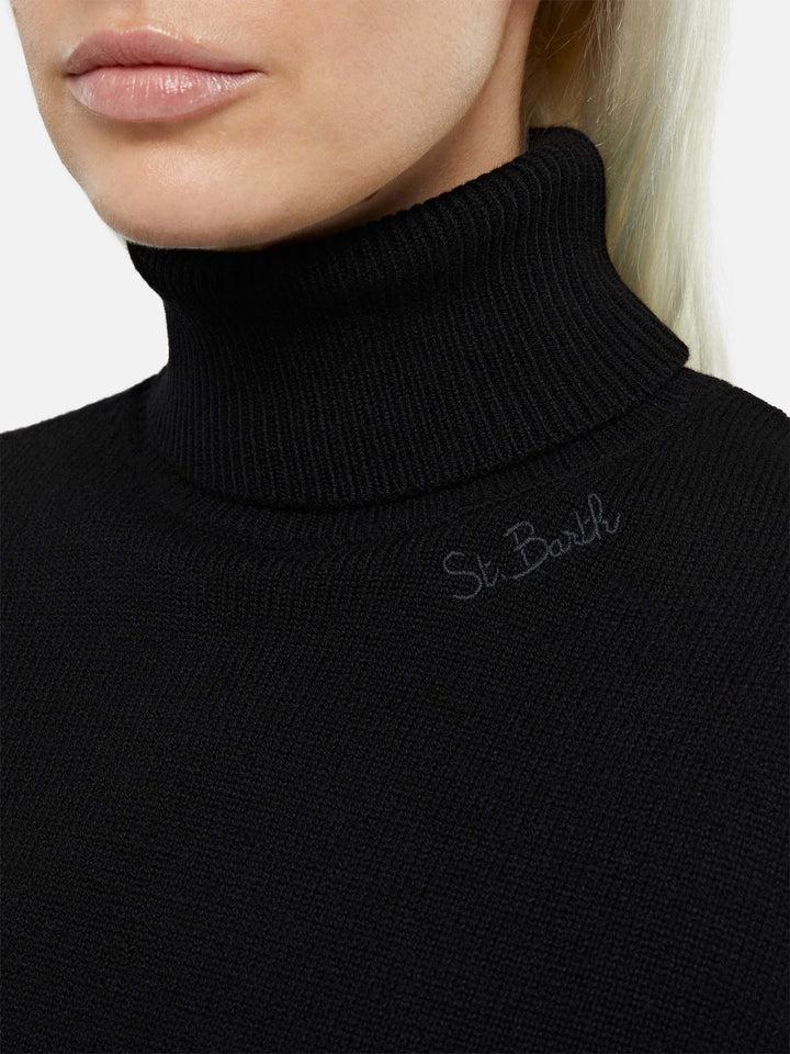 Woman black cashmere blend turtleneck sweater Moody - MC2 Saint Barth
